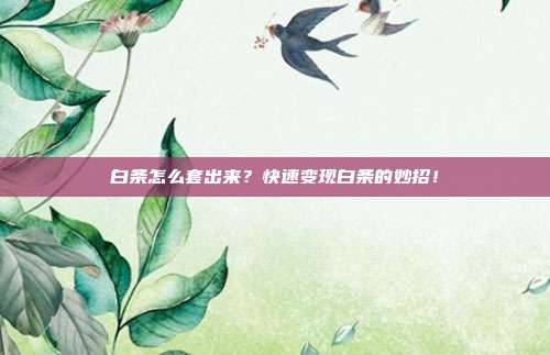 白条怎么套出来？快速变现白条的妙招！