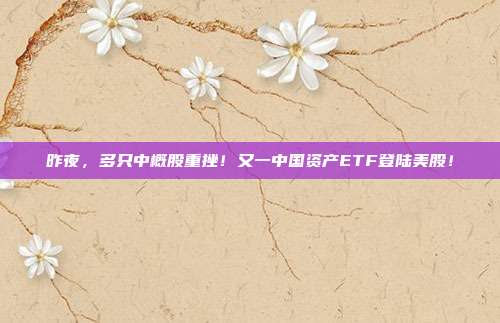 昨夜，多只中概股重挫！又一中国资产ETF登陆美股！