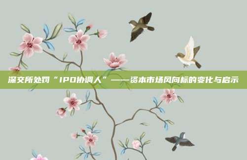深交所处罚“IPO协调人”——资本市场风向标的变化与启示