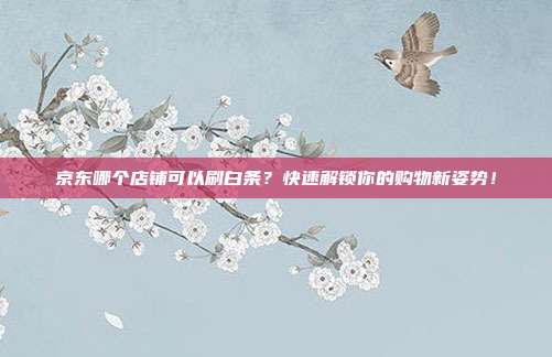 京东哪个店铺可以刷白条？快速解锁你的购物新姿势！