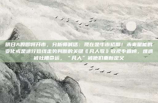明日A股即将开市，分析师喊话：现在是牛市初期！未来量能的变化或是进行短线走势判断的关键《凡人歌》收视率霸榜，难逃被吐槽命运，“凡人”被他们重新定义