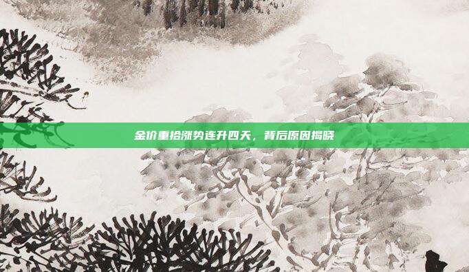 金价重拾涨势连升四天，背后原因揭晓