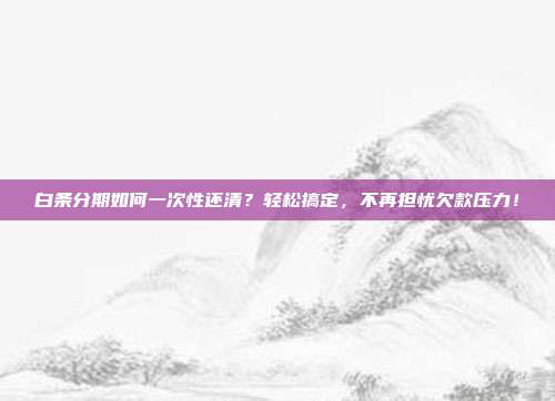 白条分期如何一次性还清？轻松搞定，不再担忧欠款压力！