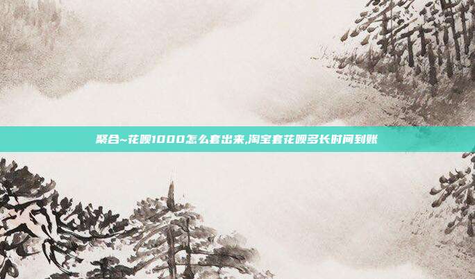 聚合~花呗1000怎么套出来,淘宝套花呗多长时间到账