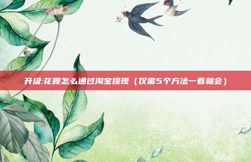 升级:花呗怎么通过淘宝提现（仅需5个方法一看就会）
