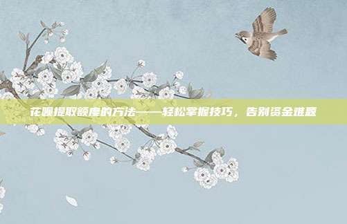 花呗提取额度的方法——轻松掌握技巧，告别资金难题