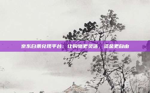 京东白条兑现平台：让购物更灵活，资金更自由