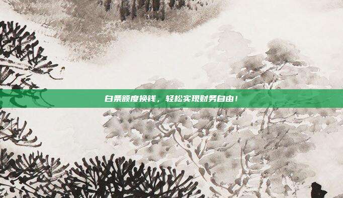 白条额度换钱，轻松实现财务自由！