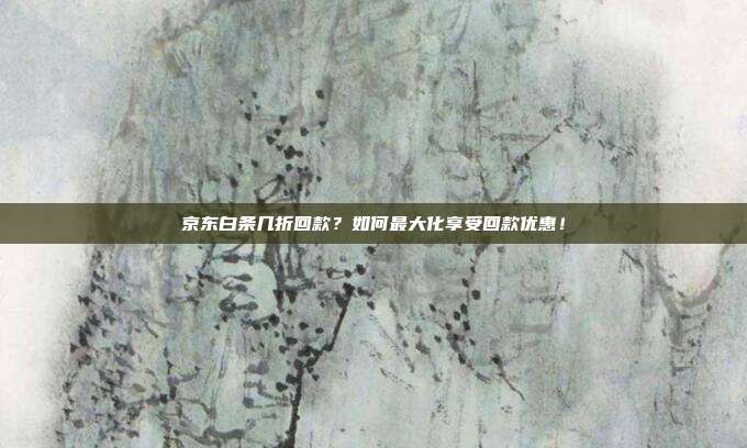 京东白条几折回款？如何最大化享受回款优惠！