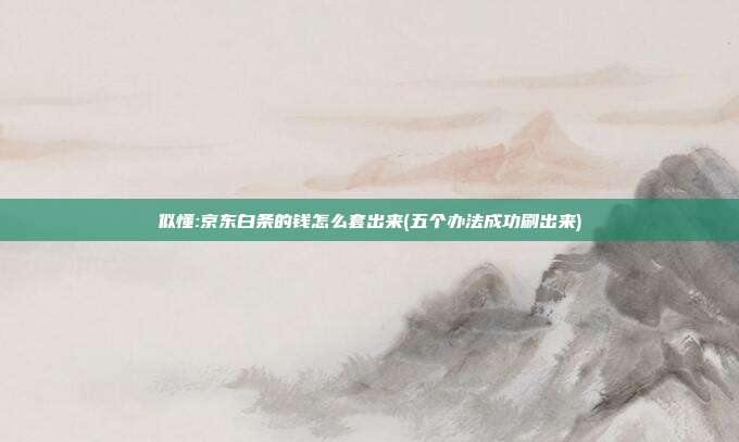似懂:京东白条的钱怎么套出来(五个办法成功刷出来) 第1张 似懂:京东白条的钱怎么套出来(五个办法成功刷出来) 第1张