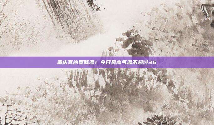 重庆真的要降温！今日最高气温不超过36℃