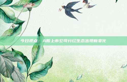 今日视点：A股上市公司分红生态出现新变化