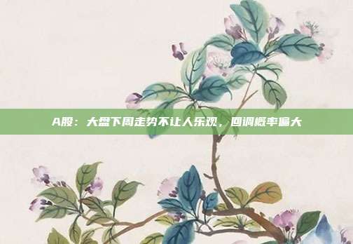 A股：大盘下周走势不让人乐观，回调概率偏大
