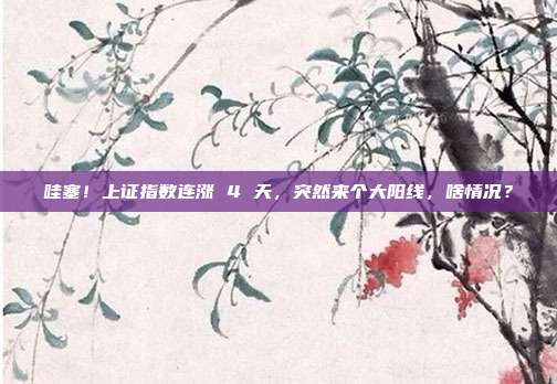 哇塞！上证指数连涨 4 天，突然来个大阳线，啥情况？