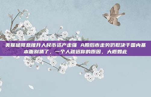美联储降息推升人民币资产走强 A股后市走势仍取决于国内基本面别猜了，一个人疏远你的原因，大概如此