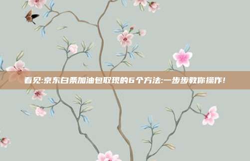 看见:京东白条加油包取现的6个方法:一步步教你操作!